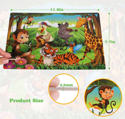 Wooden Puzzles Toys for Kids Ages 4-6, Set of 3 Packs with 60-Piece Wood Jigsaw Puzzles, Dinosaur, Animal and Space Theme. Ideal Gifts for Boys an...