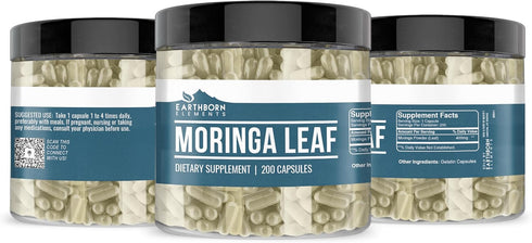 Earthborn Elements Moringa 200 Capsules, Pure & Undiluted, No Additives...