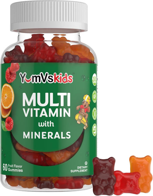 YumVs Kids Multivitamin Gummies - Fruit Flavored Chewable Children's Multivitamin - Kids Vitamins Multivitamin Gummy with 12 Minerals & Vitamins A...