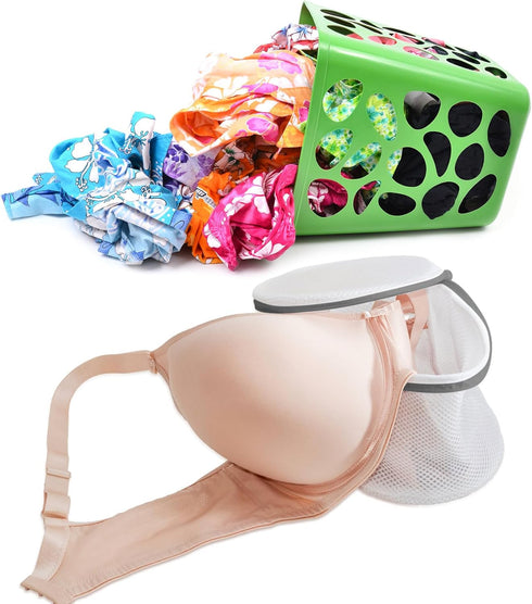 2 Pcs Premium Bra Lingerie Wash Bags, Durable Fine Mesh Laundry Bags Underwear Brassiere Washing Bags with Reinforced Zipper and Hanging Loop 6 x ...