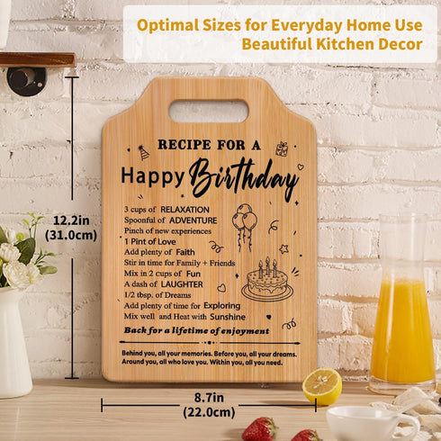 Birthday Gifts for Women, Unique Recipe for A Happy Birthday Cutting Board, Women Birthday Gift Ideas, Womens Birthday Gifts for Her Mom Sister Wi...