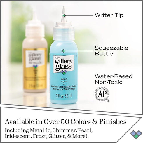 Gallery Glass, Crystal Clear Stained Glass 2 fl oz Brilliant Smooth Finish Paint, Perfect for Easy to Apply DIY Arts and Crafts, 19693...