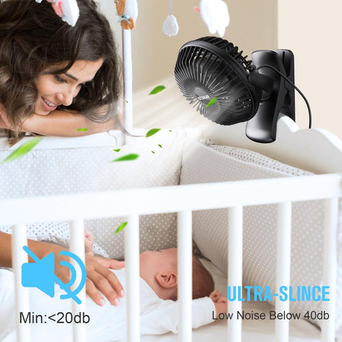 BESKAR Small Clip on Fan, 3 Speeds USB Fan with Strong Airflow, Clip & Desk Fan USB Plug in with Sturdy Clamp - Ultra Quiet operation for Office D...