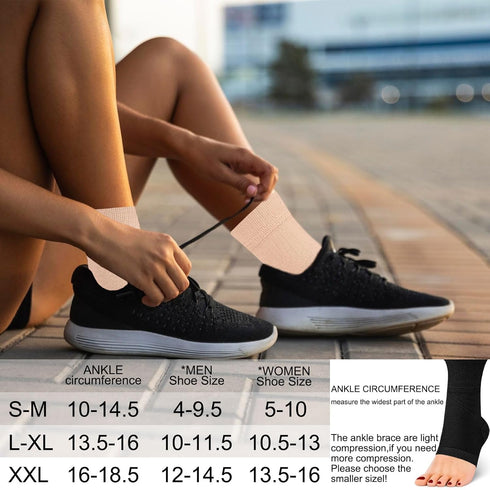 Ankle Brace Compression Sleeves Open Toe Compresion Socks 8-15mmHg for Women Men,Plantar Fasciitis Socks with Arch Support Beige L/XL...