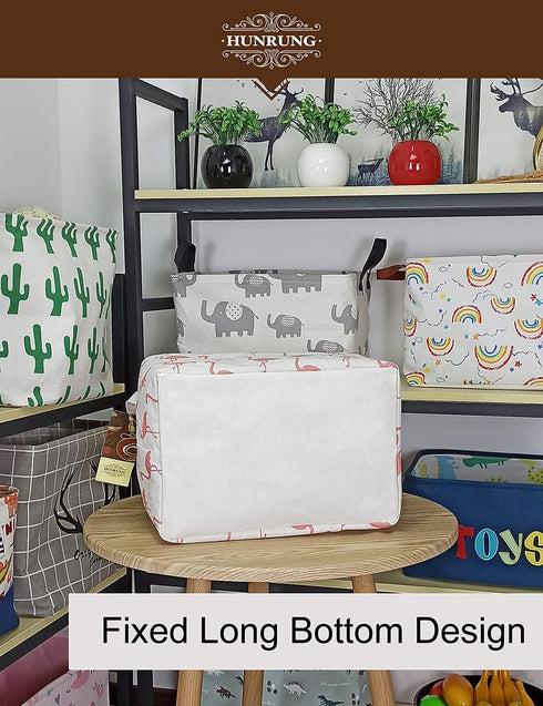 HUNRUNG Rectangle Storage Basket Cute Canvas Organizer Bin for Pet/Children Toys, Books, Clothes Perfect for Rooms/Playroom(Rectangle Flamingo)...