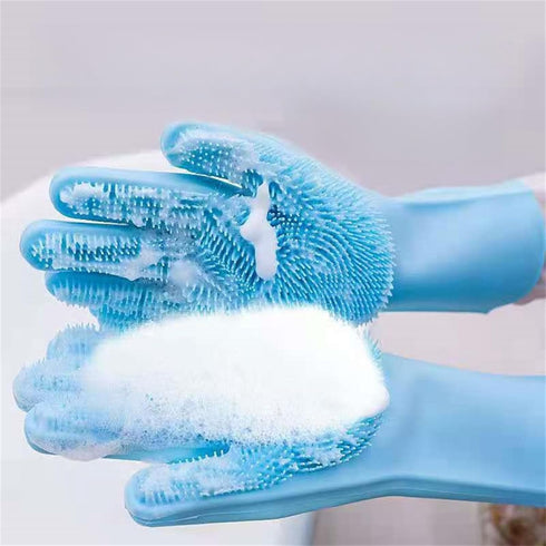 Pet Bathing Gloves, Cat and Dog Bathing Artifacts, Pet Anti-Scratch and Anti-Bite Massage Gloves, Scrubbing Brush.Pet Bath Gloves. (Blue)...