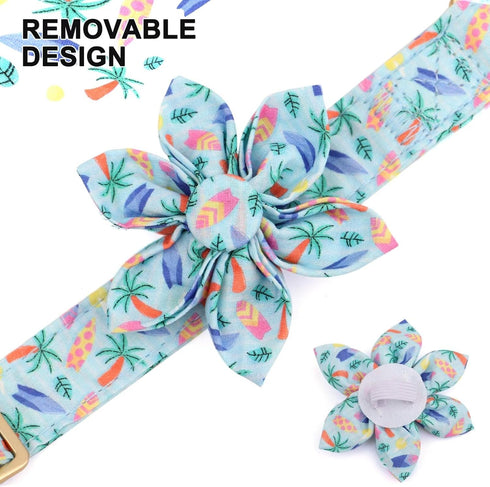 Beirui Cute Girl Dog Collars for Female Dogs, Summer Dog Collar with Flower, Soft Floral Pet Collars for Small Medium Large Dogs(Coconut Tree,S)...