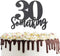 30 Something Cake Topper Double Sided Black Glitter Hello Thirty Sign 30th Birthday Party Decorations...