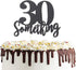 30 Something Cake Topper Double Sided Black Glitter Hello Thirty Sign 30th Birthday Party Decorations...