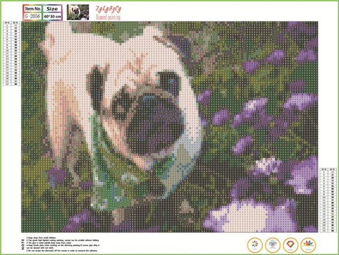 YaYiYo DIY Diamond Painting by Number Kit, Full Drill Pug Dog Rhinestone Embroidery Cross Stitch Art Craft Canvas Wall Decor, 15.7 x 11.8 inches.....