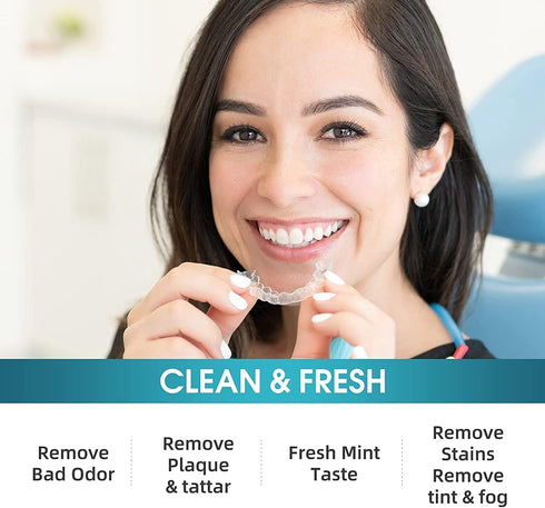 Retainer Cleanser Tablets Mouth Guards Cleaner Remove Odors Discoloration Stains and Plaque 120 Counts Denture Cleansers Retainers Mint by Y-Kelin...