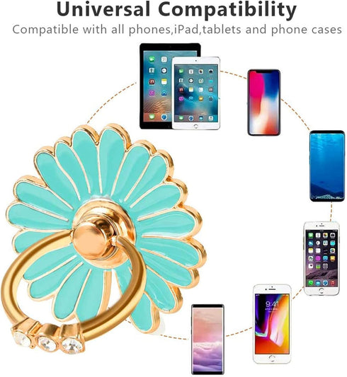 3-Pack Phone Ring Holder 360 Rotation Glitter Bling Bling Finger Bracket Stand Grip Kickstand for Smartphones,Tablets,Pads (Daisy Pink/White/Green...