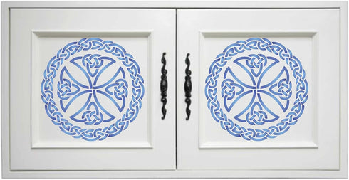 Stencils for Walls: Celtic Cross Stencil,6.5 x 6.5 inch (S) - Irish Celts Viking Cross Ornament Knotwork Design Woven Ethnic Braided Protection Kn...