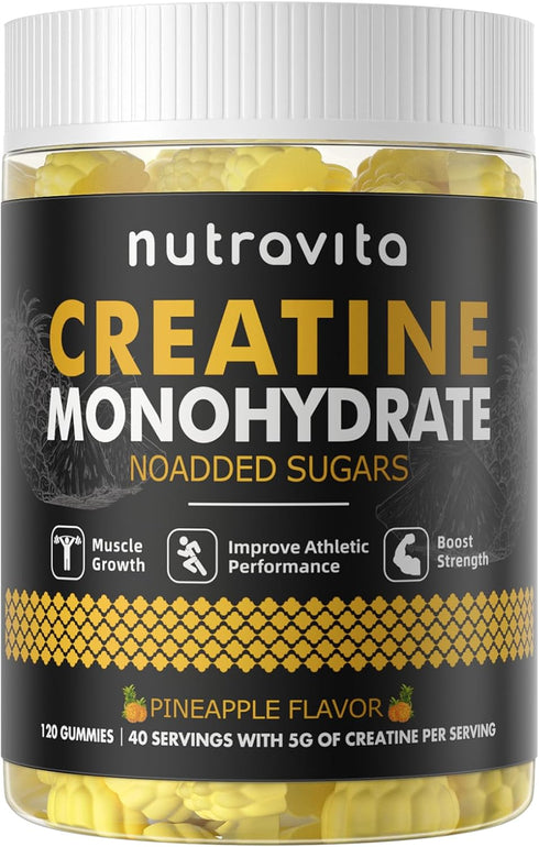 Creatine Monohydrate Gummies for Men & Women-5g of Creatine Monohydrate per Serving - Sugar Free,Vegan,Pineapple Flavor, 120 Count...