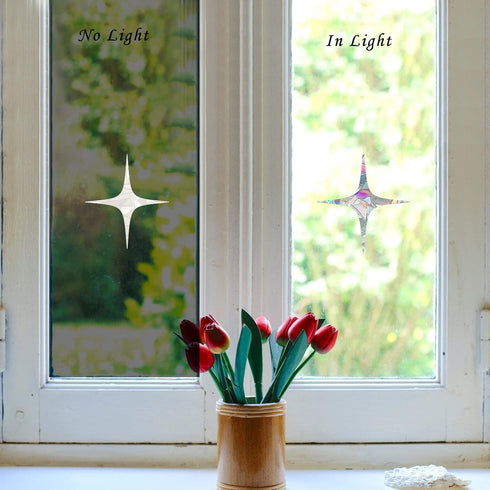 Cross Star Window Stickers for Bird Strikes, Stop Birds from Hitting Windows, Glass Awareness Decals for Windows, Anti Collision Rainbow Decals, 3...