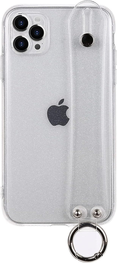 Omorro for iPhone 12 Pro Max Bling Girly Case, Glitter Candy Color Crystal Clear Cover with Adjustable Hand Finger Strap Kickstand Soft TPU Protec...