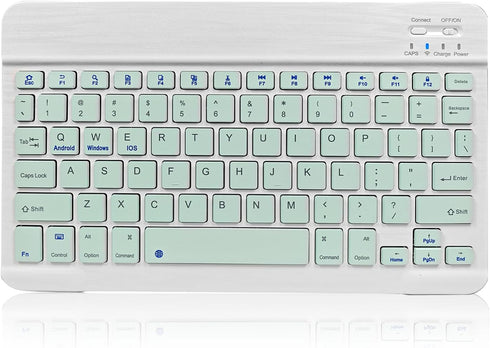 Portable Mini Wireless Bluetooth Keyboar for Apple iPad iPhone Samsung Tablet Kindle Fire HD 10/8/Fire Max 11 Keyboard 10-Inch Green...