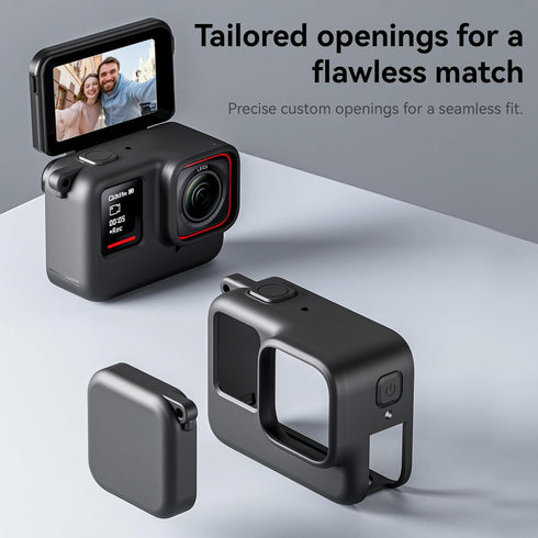 TELESIN Silicone Case Frame Housing Cage Protective Sleeve with Lens Cover Cap for Insta360 Ace Pro Insta 360 Camera Mount Accessories (for Insta3...