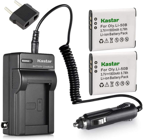 Kastar 2X Battery + Charger for Olympus LI-50B LI-50C & XZ-1 SZ-30MR SZ-10 SZ-11 SZ-20 SP800UZ Stylus Tough-6020 Tough-8010 Tough-6000 Tough-8000 ...