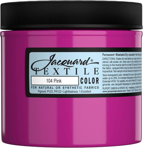 Jacquard Fabric Paint for Clothes - 8 Oz Textile Color - Pink - Leaves Fabric Soft - Permanent and Colorfast - Professional Quality Paints Made in...