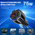 3 USB+2PD Car Charger Adapter Fast Charging,75W USB C Car Charger, 5 Port Type A Cigarette Lighter USB Charger for iPhone/Android/Samsung Galaxy S...