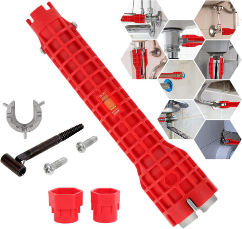 Basin Wrench,8 in 1 Faucet and Sink Installer Multi Tool,Multi-Purpose Plumbing Wrench Faucet Wrench Sink Wrench Plumbers Wrench for Pipe and Tub ...