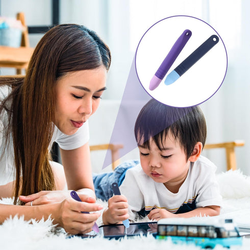 2pcs Kid-Friendly Stylus Pens for Touchscreen, Crayon Stylus Pen & Tethers Anti-Rolling Children's Touch Screen Stylus Capacitive Tablet Stylus fo...