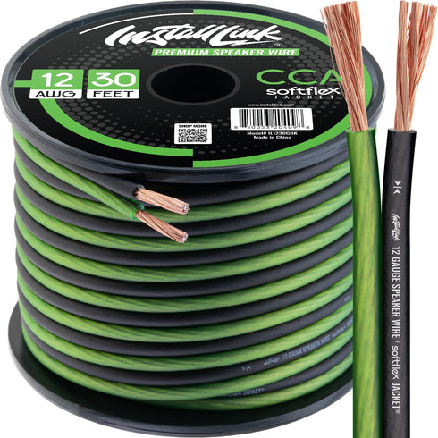12 AWG Gauge Speaker Wire Cable (30 Feet) Stereo, Car or Home Theater, CCA......