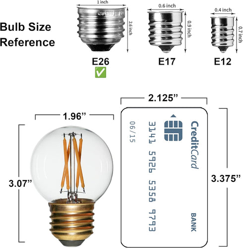 Vintage Non-Dimmable LED Bulbs, G50 G16.5 Edison Bulb, Equivalent 40W, Soft Warm White Light 2700K, E26 Medium Base, Clear Glass LED Filament Ligh...