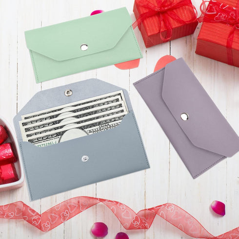 3 Pieces Money Cash Envelopes Bag, Pletpet PU Leather Cash Money Pouch Cash Wallet Envelope Reusable Budget Envelope for Spring Festival Wedding B...