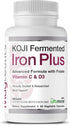 Koji Fermented Iron Plus - Iron Supplement with Vitamin C, Vitamin D3 and Folate for Blood Support, Easily Absorbed and Bioavailable, Stomach Frie...