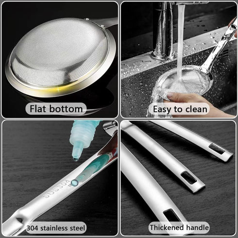 Kitchen Skimmer Strainers Stainless Steel Mesh Colanders Food Strainers Set Fine Mesh Sieve With Handle Slotted Spoon Handheld Fry Oil Filter For ...