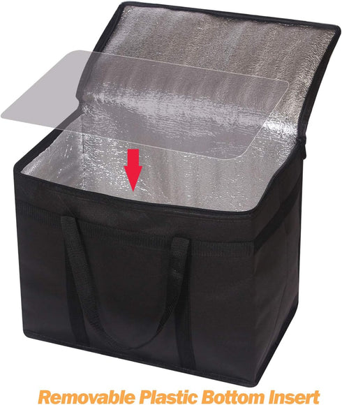 DIOMMELL XL Insulated Reusable Grocery Bags with Sturdy Zipper Reinforced Bottom & Handles, Foldable Washable Heavy Duty Cooler Totes for Hot or C...