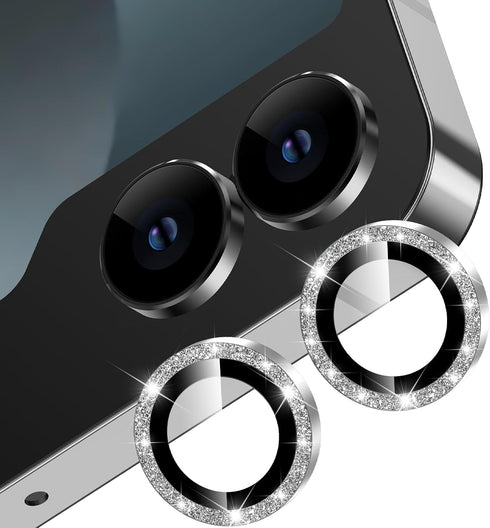 YWXTW for Samsung Galaxy Z Flip 6 Camera Lens Protector, Bling Glitter Individual Anti Scratch Metal Ring Tempered Glass Camera Screen Protector f...