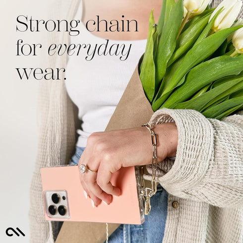Case-Mate Phone Charm with Gold Metal Chain | Detachable Anti Theft Phone Strap | Hands-Free iPhone Wrist Strap for Women | Phone Chain Wristlet -...
