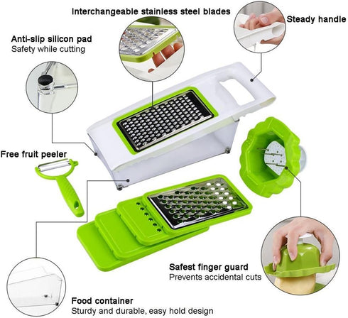 Mandoline Slicer Vegetable Potato Slicer Grater Cutter Chopper, HaetFire Julienne Slices and Shreds Fruits and Vegetables Chopper, Food Container,...