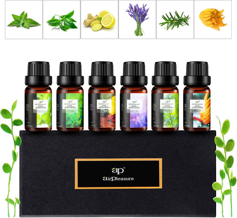 Fresh Essential Oils Set, 6x10ml Aromatherapy Oil Gift Kit for Diffuser, Fragrance, Humidifiers, Air Purifier- Tea Tree, Bergamot, Rosemary, Laven...