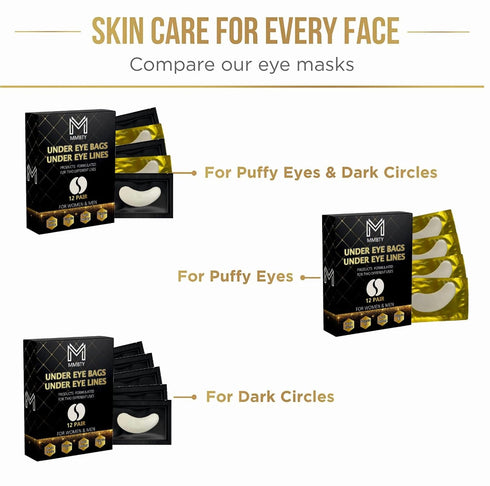 2 in 1 Under Eye Patches 12 Pairs, Under Eye Lines, Under Eye Bags, Eye Masks for Dark Circles And Puffy Eyes, Eye Masks for Skin Care, Gold Eye P...