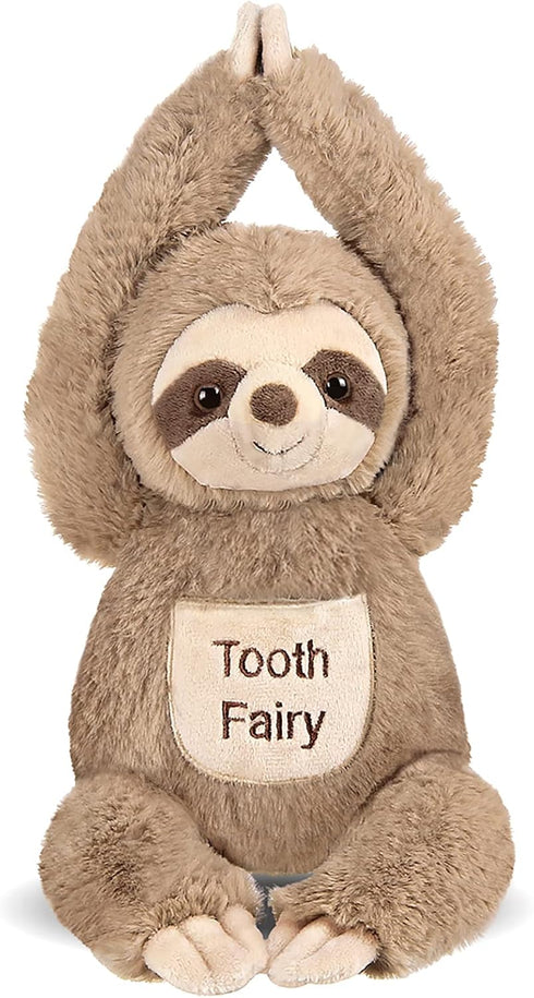 Bearington 12 inch Tooth Fairy Door Hanger Stuffed Animal, Lil' Sammy Sloth Tooth Holder, Tooth Fairy Doll with Tooth Pocket Pouch...