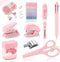Pink Mini Office Supply Kit Mini School Supplies Desk Accessory Set Includes Mini Stapler Pencil Sharpener Staple Remover Hole Punch Ballpoint Pen...