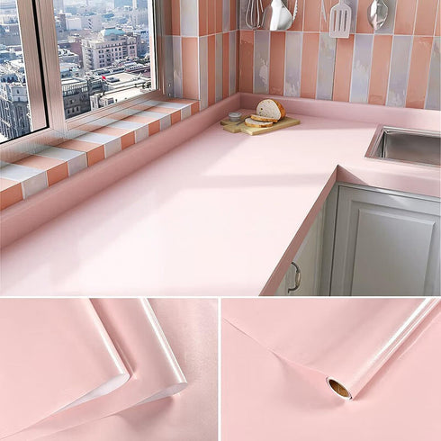 Wudnaye Pink Wallpaper Peel and Stick Wallpaper Pink Contact Paper for Cabinets 11.8 inch x 118.1 inch Glitter Pink Countertop Covers for Kitchen ...
