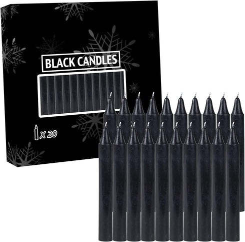 20 pcs Black Candles-Magic Ritual Small Mini Spell Chime Candles-for Pagan and Witchcraft Altars-4 inch X 1/2 inch Diameter - 1.5 Hour Burn Time...