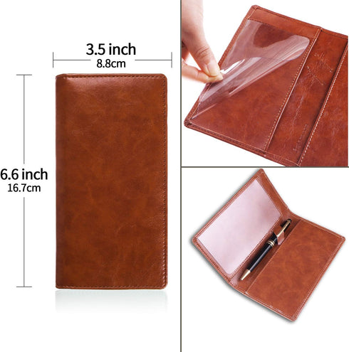 Leather Checkbook Cover for Men Women RFID Blocking by GNEGNI...