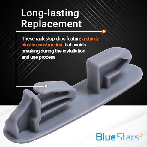 BlueStars Ultra Durable 8565925 Dish Rack Stop Clip Replacement Part Exact Fit For Whirlpool & Kenmore Dishwashers - Replaces WP8565925 8524581 8270105 - PACK OF 2