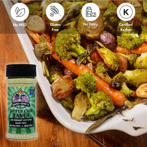 Smoke n Sanity Supper Club Ranch Seasoning- Monash Certified Low FODMAP - Gluten Free - Certified Kosher - Dairy Free for Low FODMAP Foods (4.5 oz...