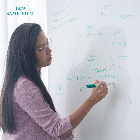 T&W SAME FILM Whiteboard Sticker for Wall-White Board Dry Erase-Whiteboard Stick On Wall, Dry Erase Paper with 1 Marker, Dry Erase Board for Schoo...