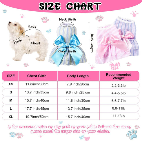4 Pieces Dog Dresses for Small Medium Dogs Puppy Clothes Summer Princess Pet Dresses Girl Female Doggie Tutu Skirt Apparel for Chihuahua Yorkies P...