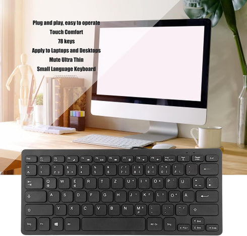 Yoidesu Wired Keyboard, TT-A01 78 Keys USB Keyboard Mute Ultra Thin Mini Russian/French/German Keyboard for PC Laptop Desktop Computer (Russian)...