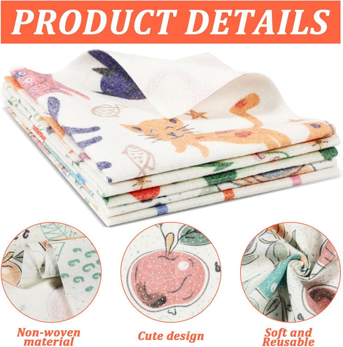6 Pack Flower Kitchen Dishcloth 13.78x13.78 Inch Spring Cleaning Dish Rags Reusable Floral Cat Print Absorbent Dish Towels Quick Drying Dish Cloth...