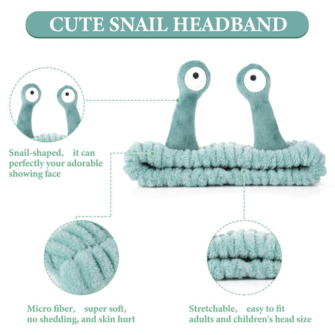 Spa Headband Face Wash Wristband Set Makeup Head Band Snail Coral Fleece Hair Band Skincare Hairband Elastic Creative Cartoon Head Wraps Cute Hair...